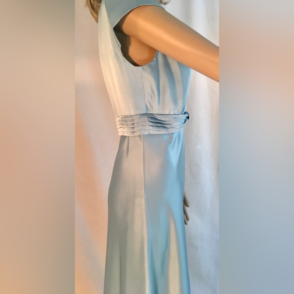 CALVIN KLEIN blue satin short sleeve Scoop neck Vintage slip maxi dress - Picture 9 of 15